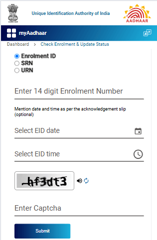 Check Aadhaar Card Status without Enrollment ID